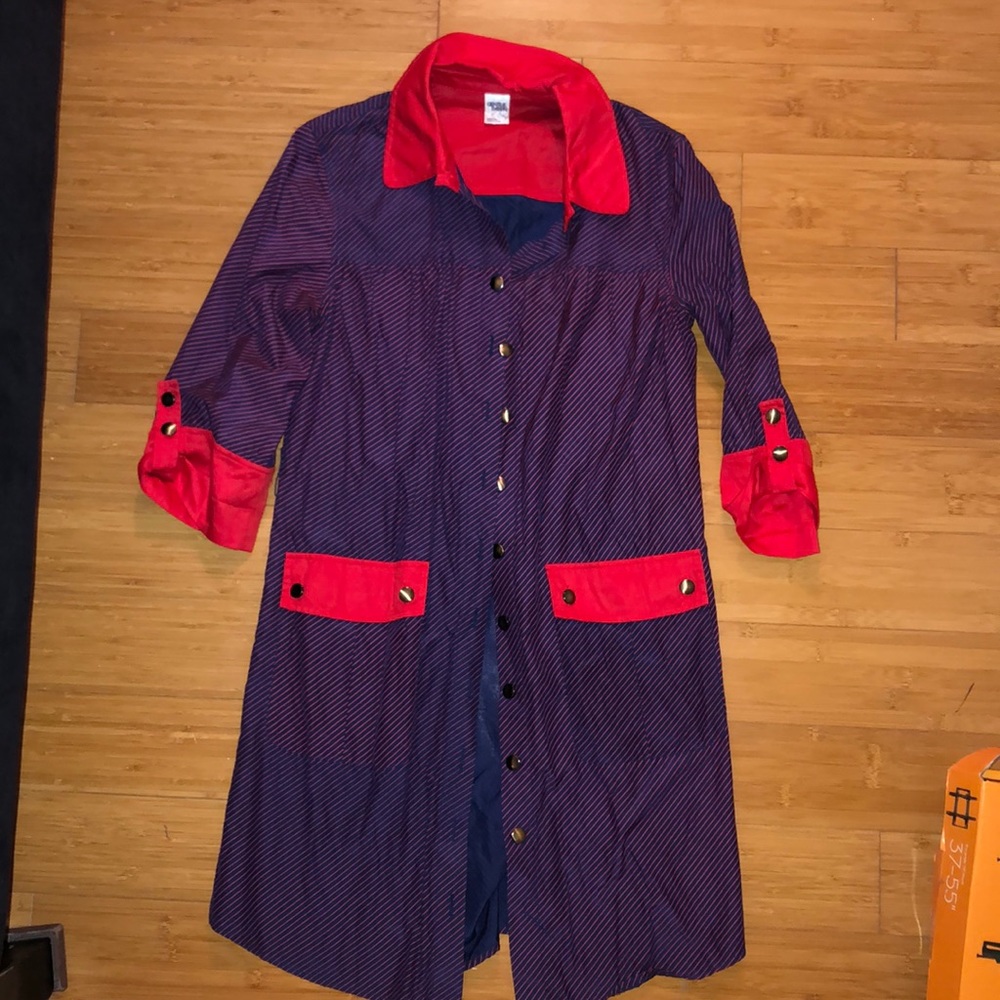 GENTLE FAWN navy/red pin stripe shirt dress sz M
